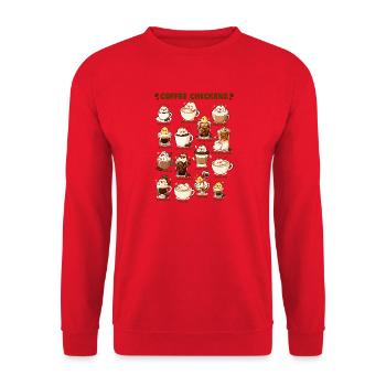 Kaffee Hühner Kawaii Süße Hühnerliebhaber - Unisex Pullover - Rot - Vorne - Alina (178cm) & Michal (187cm)