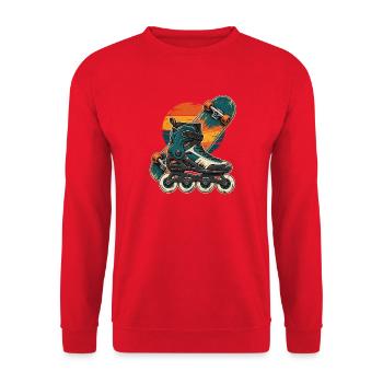 Inline Skating & Skateboard im Retro-Stil - Unisex Pullover - Rot - Vorne - Alina (178cm) & Michal (187cm)