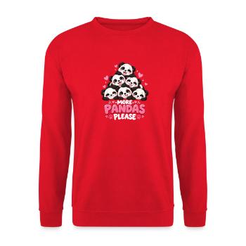 More Pandas Please Süße Panda Freunde - Unisex Pullover - Rot - Vorne - Alina (178cm) & Michal (187cm)