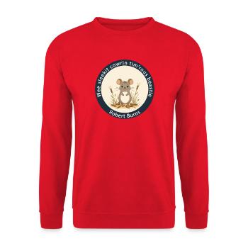 Wee Sleekit Cowrin Tim'rous Beastie Maus-Emblem - Unisex Pullover - Rot - Vorne - Alina (178cm) & Michal (187cm)