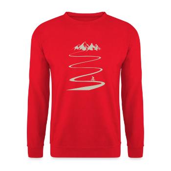 Fahrrad_auf_Kurven_in_die_Berge - Unisex Pullover - Rot - Vorne - Alina (178cm) & Michal (187cm)