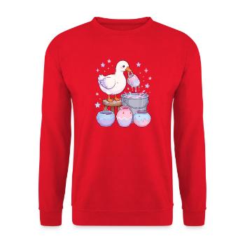  Kawaii Gans Keramik Glasur Pastell Keramik - Unisex Pullover - Rot - Vorne - Alina (178cm) & Michal (187cm)