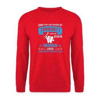 Zahnarzt Zahnhygieniker Zahnarztpraxis stomatologe - Unisex Pullover - Rot - Vorne - Alina (178cm) & Michal (187cm)