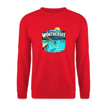 Wörthersee Kärnten Sprung ins Sommerglück - Unisex Pullover - Rot - Vorne - Alina (178cm) & Michal (187cm)