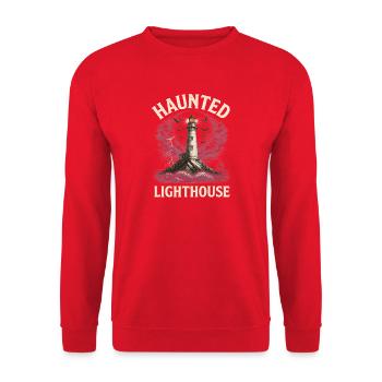 Haunted Lighthouse Leuchtturm Küste - Unisex Pullover - Rot - Vorne - Alina (178cm) & Michal (187cm)
