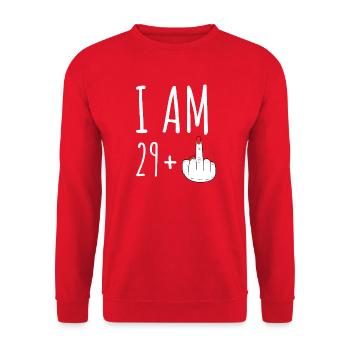 29 Plus 30 Geburtstag Frau Lustiger Spruch - Unisex Pullover - Rot - Vorne - Alina (178cm) & Michal (187cm)