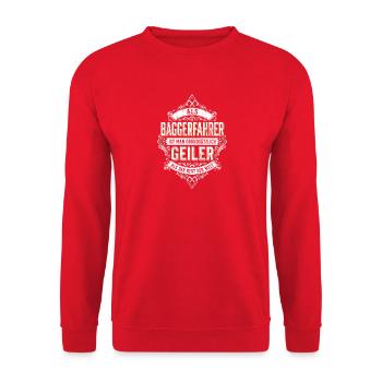 Als Baggerfahrer Ist Man Grundsätzlich Geiler Bau - Unisex Pullover - Rot - Vorne - Alina (178cm) & Michal (187cm)