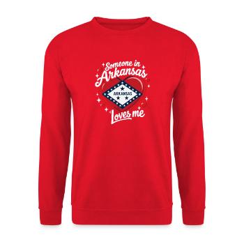 Arkansas Liebe Herzdesign - Unisex Pullover - Rot - Vorne - Alina (178cm) & Michal (187cm)