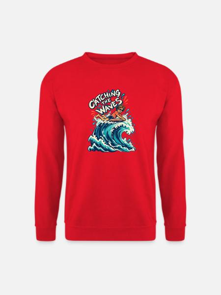 Fang die Wellen, Surfjunge - Unisex Pullover - Rot