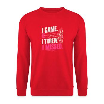 I Came I Threw I Missed - Unisex Pullover - Rot - Vorne - Alina (178cm) & Michal (187cm)