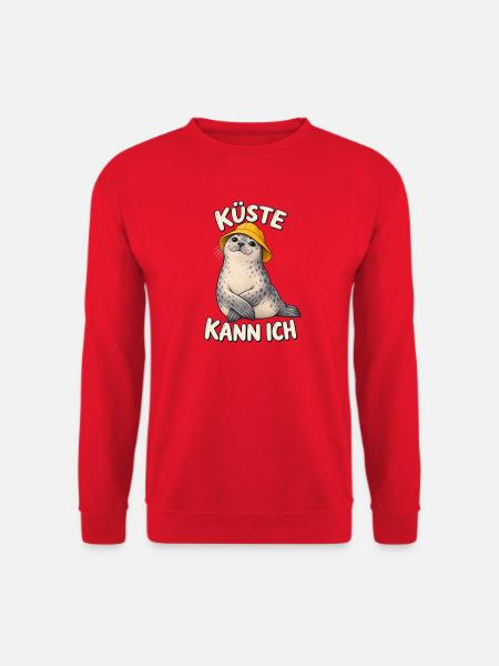 Küste kann ich Robbe mit Südwester - Unisex Pullover - Rot