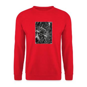 Französische Bulldogge lustiges Geschenk - Unisex Pullover - Rot - Vorne - Alina (178cm) & Michal (187cm)