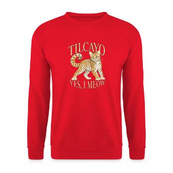 Tilcayo Leoparden Yes I Meow - Unisex Pullover - Rot - Vorne - Alina (178cm) & Michal (187cm)