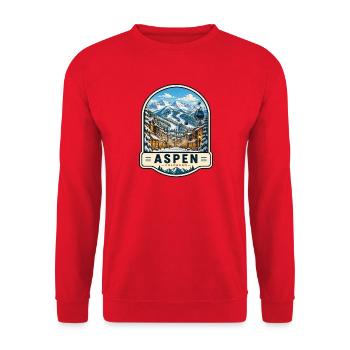Aspen Colorado Skiurlaub Winter Vintage - Unisex Pullover - Rot - Vorne - Alina (178cm) & Michal (187cm)