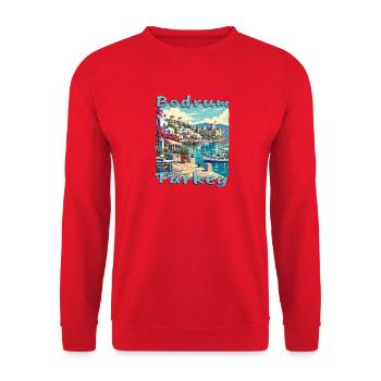 Bodrum Hafen Festung Urlaub Mittelmeer Europa - Unisex Pullover - Rot - Vorne - Alina (178cm) & Michal (187cm)