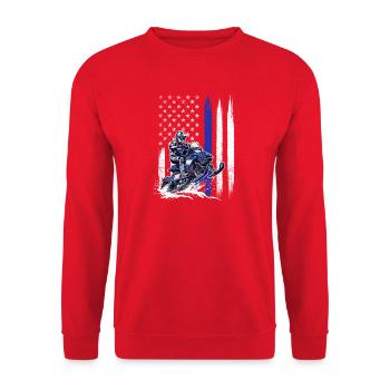 Sled Rider Stars and Stripes – Schneemobilfahren USA - Unisex Pullover - Rot - Vorne - Alina (178cm) & Michal (187cm)
