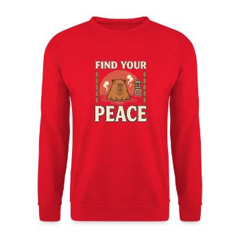 Finden Sie Ihr Friedens-Capybara – Entspannungsdesign - Unisex Pullover - Rot - Vorne - Alina (178cm) & Michal (187cm)