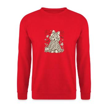 Leopard Ghost Puppy Halloween Bow - Unisex Pullover - Rot - Vorne - Alina (178cm) & Michal (187cm)