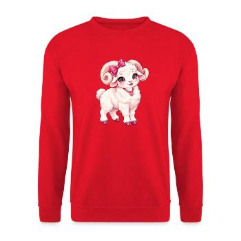 Kawaii Dall Dickhorn-Schaf - Unisex Pullover - Rot - Vorne - Alina (178cm) & Michal (187cm)