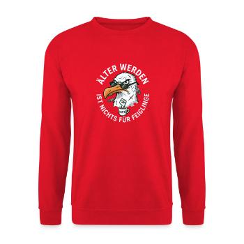 Älter werden ist nichts für Feiglinge - Unisex Pullover - Rot - Vorne - Alina (178cm) & Michal (187cm)