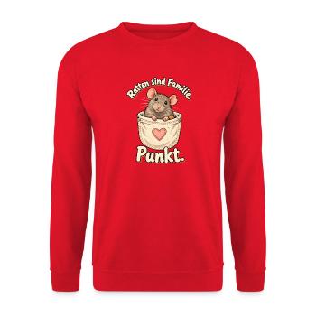 Rattenhalter Rattenfan Ratten sind Familie - Unisex Pullover - Rot - Vorne - Alina (178cm) & Michal (187cm)