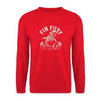 Fin Flip Hai Skelett Surfer Wellen Ozean - Unisex Pullover - Rot - Vorne - Alina (178cm) & Michal (187cm)