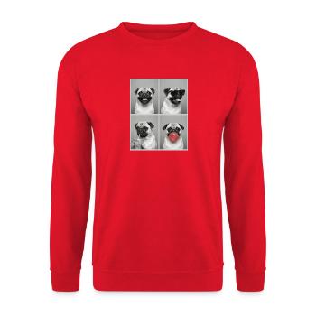 Hunde Mops Hund - Unisex Pullover - Rot - Vorne - Alina (178cm) & Michal (187cm)