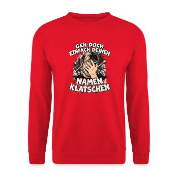 Namen Klatschen Facepalm - Unisex Pullover - Rot - Vorne - Alina (178cm) & Michal (187cm)