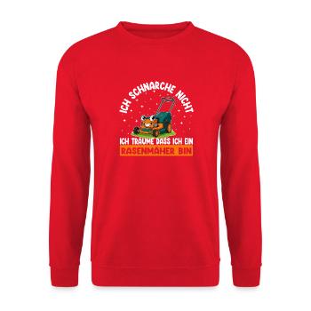 Ich schnarche nicht Rasenmäher Lustiger Spruch - Unisex Pullover - Rot - Vorne - Alina (178cm) & Michal (187cm)