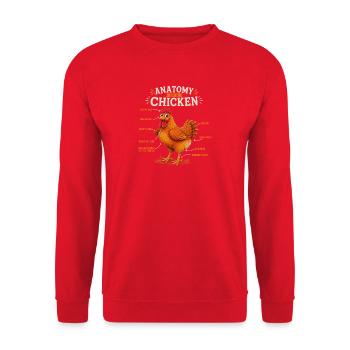 Anatomie eines Huhns - Unisex Pullover - Rot - Vorne - Alina (178cm) & Michal (187cm)