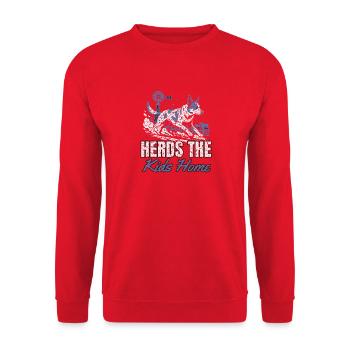 Australian Cattle Dog - Herds The Kids Home - Hund - Unisex Pullover - Rot - Vorne - Alina (178cm) & Michal (187cm)