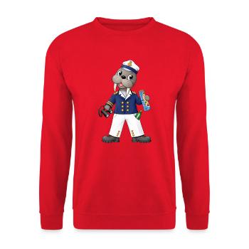 Walross Kapitän Ahoi Seefahrer Abenteuer - Unisex Pullover - Rot - Vorne - Alina (178cm) & Michal (187cm)