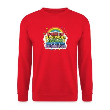 Schon wieder gutaussehend aufgewacht! Das ist doch - Unisex Pullover - Rot - Vorne - Alina (178cm) & Michal (187cm)