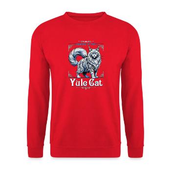 Hüte dich vor der Folklore der Julkatze Jolakotturinn - Unisex Pullover - Rot - Vorne - Alina (178cm) & Michal (187cm)
