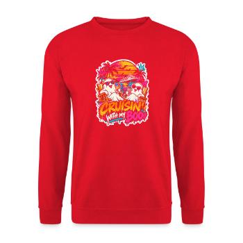 Geister am Strand Neon Pop Art - Unisex Pullover - Rot - Vorne - Alina (178cm) & Michal (187cm)