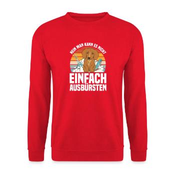 Nein, man kann es nicht einfach ausbürsten - Unisex Pullover - Rot - Vorne - Alina (178cm) & Michal (187cm)