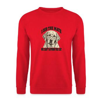 Brillenhund: Wir können uns die Katze nicht leisten - Unisex Pullover - Rot - Vorne - Alina (178cm) & Michal (187cm)