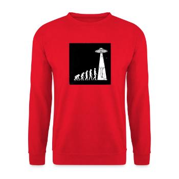  Evolution Mensch Zu Alien Ufo Entführung Science - Unisex Pullover - Rot - Vorne - Alina (178cm) & Michal (187cm)
