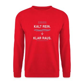 Eisbaden Klar Raus - Unisex Pullover - Rot - Vorne - Alina (178cm) & Michal (187cm)