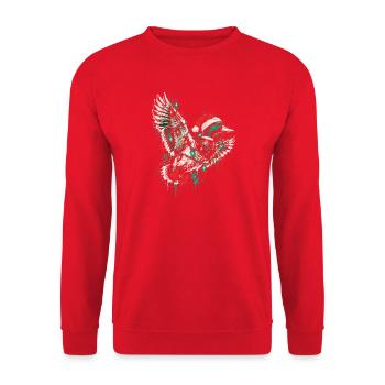 Weihnachts-Taube in Aquarellstil - Unisex Pullover - Rot - Vorne - Alina (178cm) & Michal (187cm)