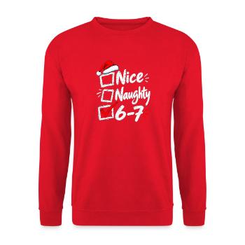 Six Seven Naughty or Nice Christmas Checkbox 6 7 - Unisex Pullover - Rot - Vorne - Alina (178cm) & Michal (187cm)
