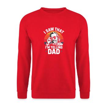 I Saw That I'm Telling Dad Lustiger Vater Spruch - Unisex Pullover - Rot - Vorne - Alina (178cm) & Michal (187cm)