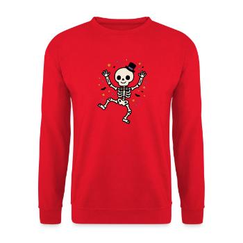 Niedliches Kawaii-Skelett-Tanzende Magiehut-Spook-Geschenk - Unisex Pullover - Rot - Vorne - Alina (178cm) & Michal (187cm)
