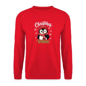 Pinguin-Weihnachtsstimmung - Unisex Pullover - Rot - Vorne - Alina (178cm) & Michal (187cm)
