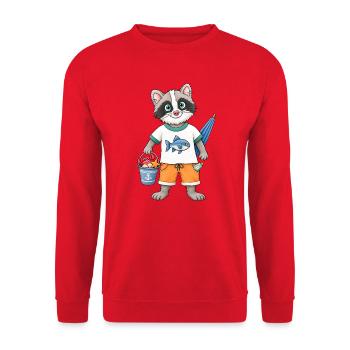 Waschbär Vibes Chillen auf Waschbärart - Unisex Pullover - Rot - Vorne - Alina (178cm) & Michal (187cm)