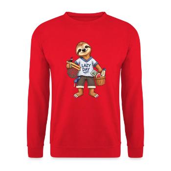 Faultier im Chillmodus Heute nicht! - Unisex Pullover - Rot - Vorne - Alina (178cm) & Michal (187cm)