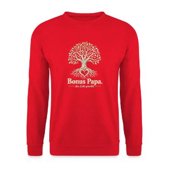 Bonus Papa Geschenk Stiefvater Patchwork Papa - Unisex Pullover - Rot - Vorne - Alina (178cm) & Michal (187cm)