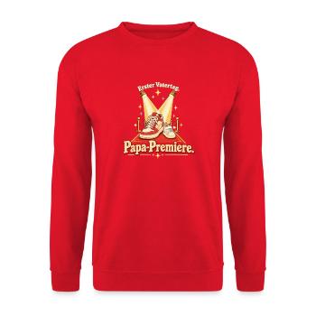 Erster Vatertag Papa-Premiere Neuer Papa - Unisex Pullover - Rot - Vorne - Alina (178cm) & Michal (187cm)