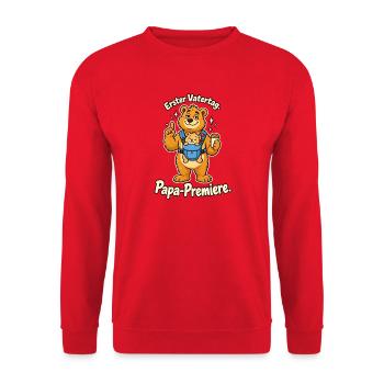Erster Vatertag Geschenk für frischgebackenen Papa - Unisex Pullover - Rot - Vorne - Alina (178cm) & Michal (187cm)