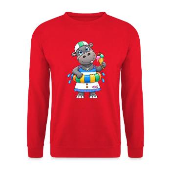Nilpferd Sommer Lustiges Hippo - Unisex Pullover - Rot - Vorne - Alina (178cm) & Michal (187cm)